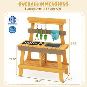 Outdoor Mud Kitchen for Kids Wooden Play Kitchen Toy for Boys Girls Aged 3-8