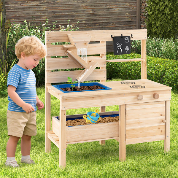 Outdoor Play Pretend Kitchen with Detachable Sandbox and Removable Sink