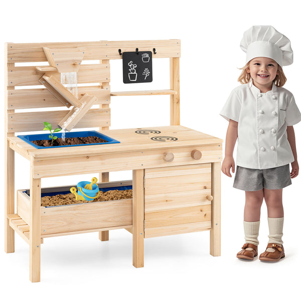 Outdoor Play Pretend Kitchen with Detachable Sandbox and Removable Sink
