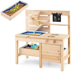 Outdoor Play Pretend Kitchen with Detachable Sandbox and Removable Sink