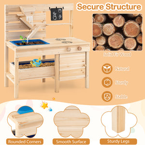 Outdoor Play Pretend Kitchen with Detachable Sandbox and Removable Sink
