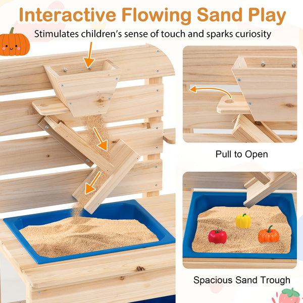 Outdoor Play Pretend Kitchen with Detachable Sandbox and Removable Sink