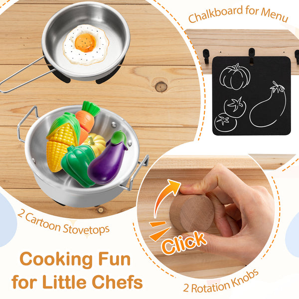Outdoor Play Pretend Kitchen with Detachable Sandbox and Removable Sink