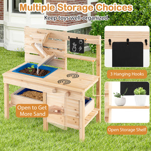 Outdoor Play Pretend Kitchen with Detachable Sandbox and Removable Sink