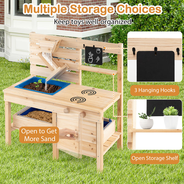 Outdoor Play Pretend Kitchen with Detachable Sandbox and Removable Sink