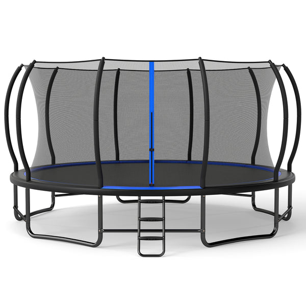 Outdoor Recreational Trampoline Giant Round Rebounder with Enclosure Net-Blue