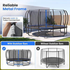 Outdoor Recreational Trampoline Giant Round Rebounder with Enclosure Net-Blue