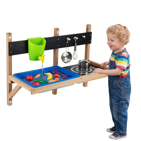 Outdoor Wall Mounted Mud Kitchen for Kids Ages 3+