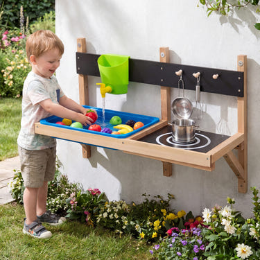 Outdoor Wall Mounted Mud Kitchen for Kids Ages 3+