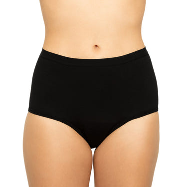High waisted organic cotton period underwear for heavy flows, designed for comfort and protection.