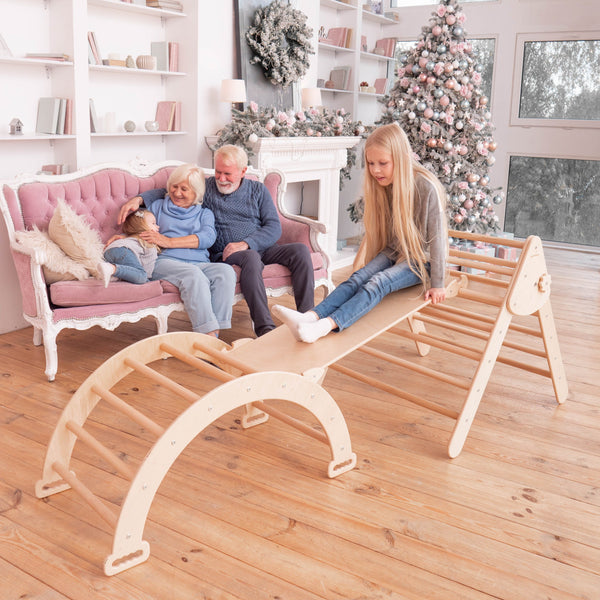 Montessori climbing set of 3 in angle 4 view, promoting active play and motor skills for toddlers.