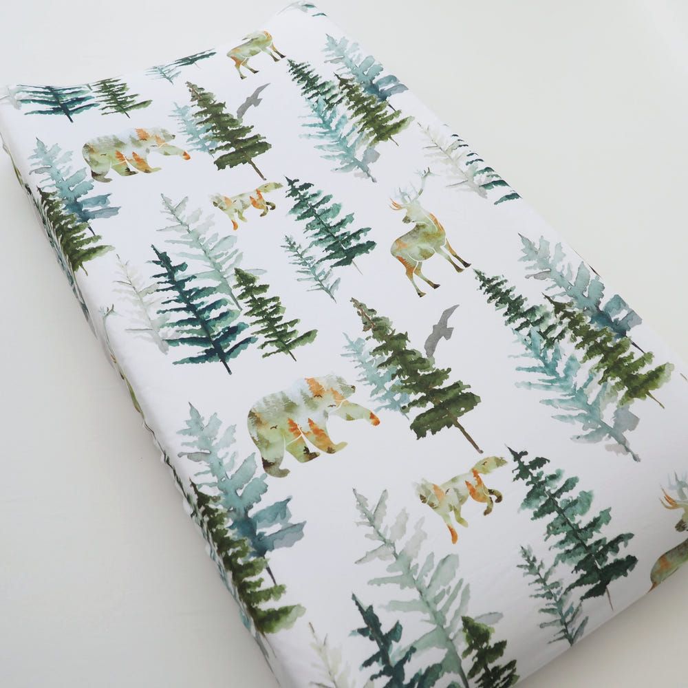 Changing Pad Cover - In The Woods design, perfect for stylish and cozy diaper changing experiences.
