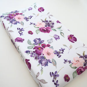 Changing Pad Cover - Purple & Blush Floral