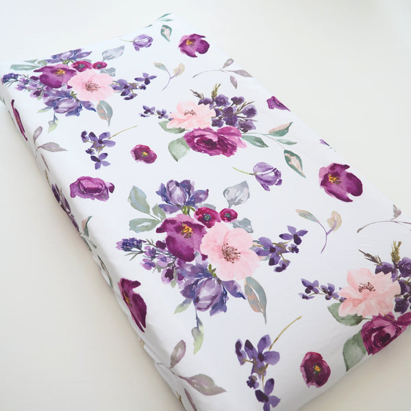 Changing Pad Cover - Purple & Blush Floral