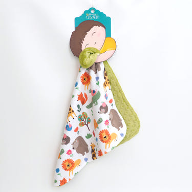 Mini Minky Blanket Zoo Party - soft, colorful baby blanket featuring adorable zoo animals for cozy comfort.