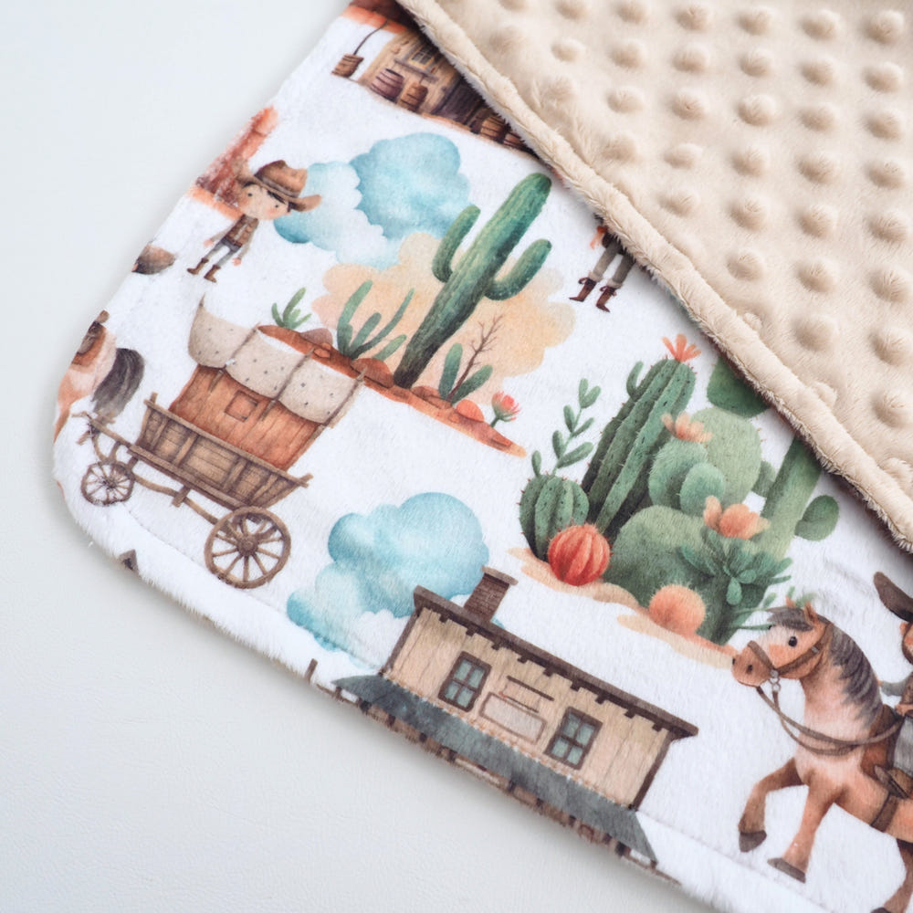 Mini Minky Blanket West Adventure - Soft, cozy baby blanket for comfort and warmth during adventures.