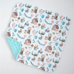 Mini Minky Blanket Bunnies Village