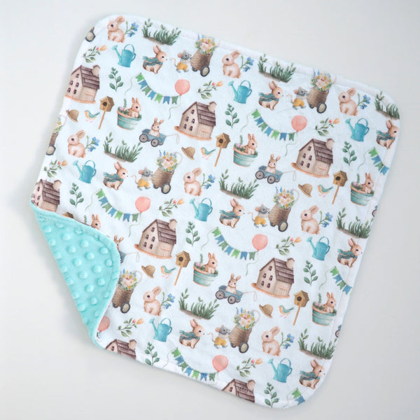 Mini Minky Blanket Bunnies Village