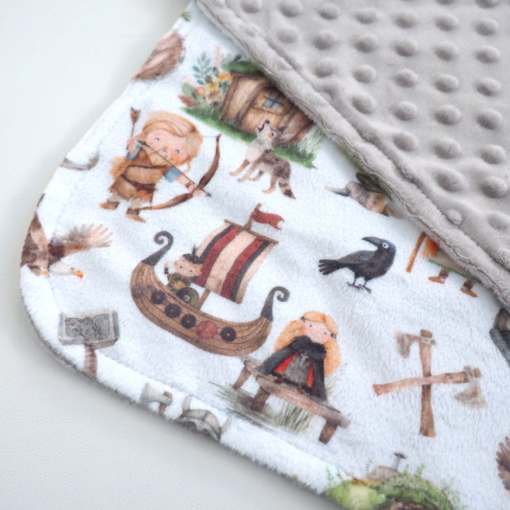 Soft Mini Minky Blanket featuring a Viking design, perfect for babies and toddlers.