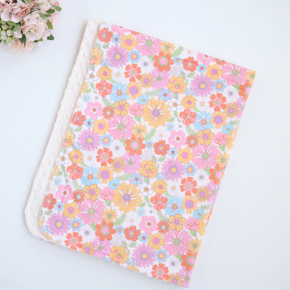 Retro Floral Minky Baby Blanket - MOOGCO Baby