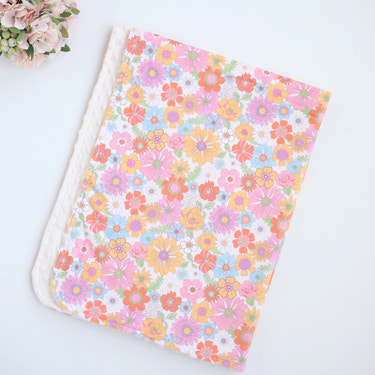 Retro Floral Minky Baby Blanket