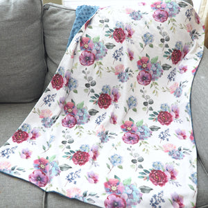 Premium Baby & Toddler Minky Blanket - Blue Floral