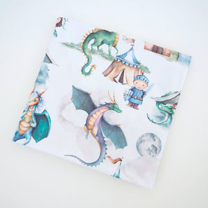 Buttery Soft and Stretchy Swaddle Blanket - Dragons & Knights