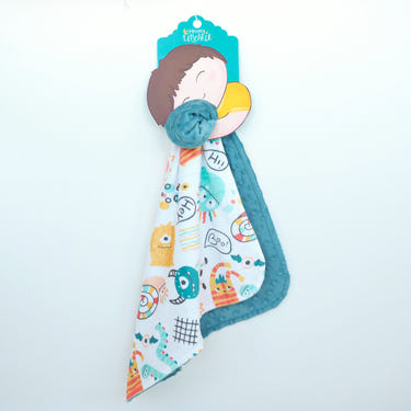 Mini Minky Blanket Monster Party for babies, soft bedding for cozy sleep and playful comfort.