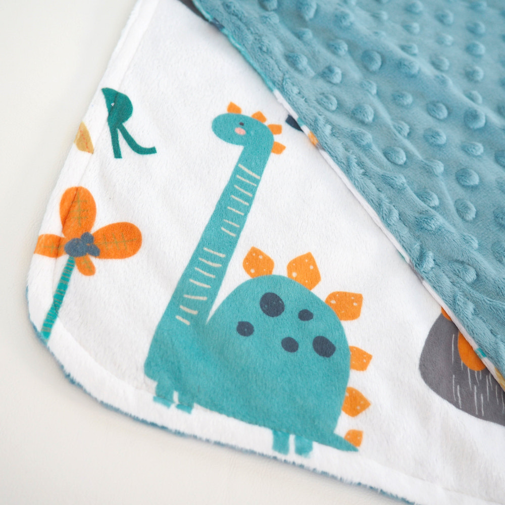 Mini Minky Blanket Dinoland Blue - MOOGCO Baby