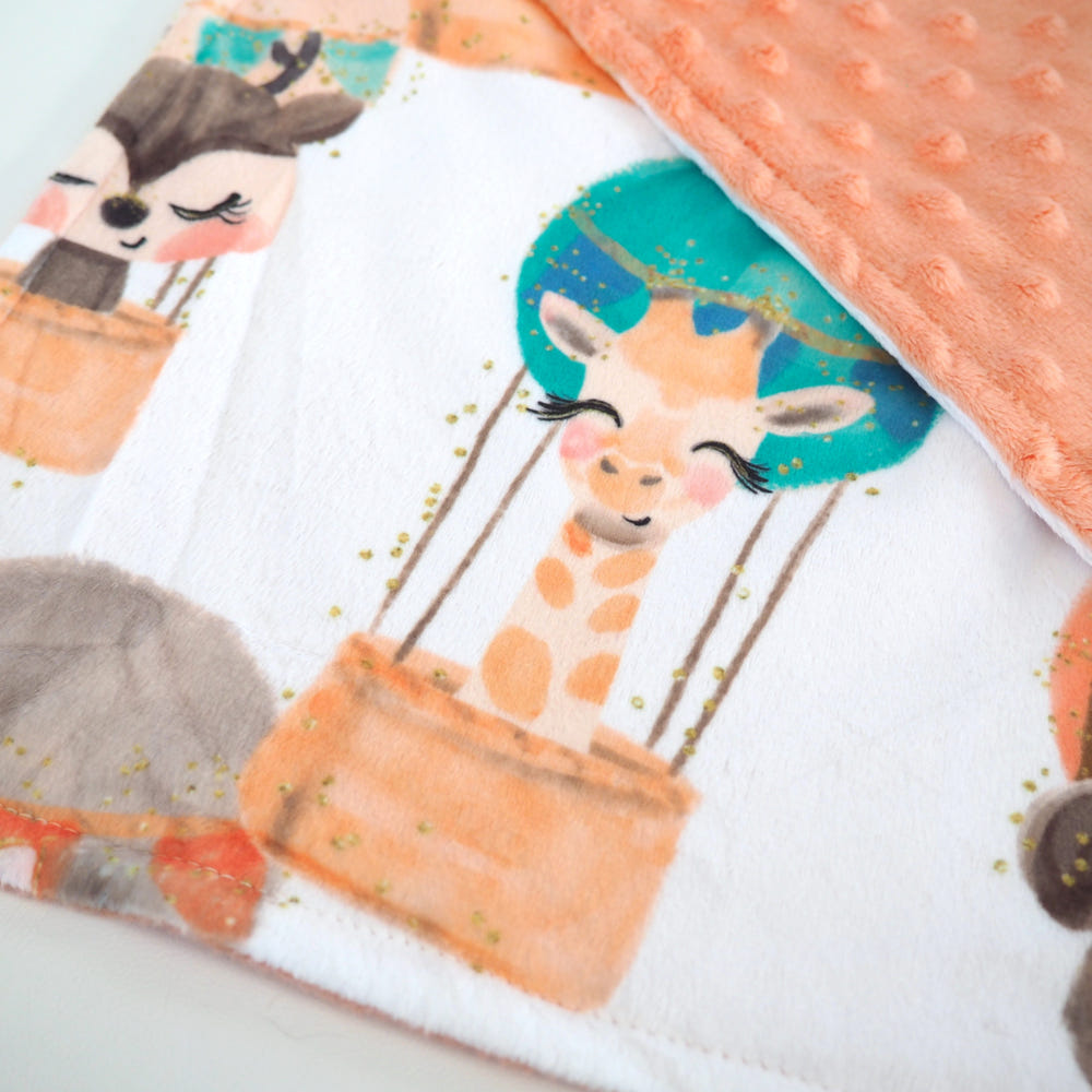 Mini Minky Hot Air Balloon Blanket for babies - soft, cozy, and perfect for cuddles and comfort.