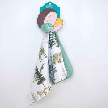 Mini Minky Blanket In The Woods - Soft, cozy baby blanket featuring a woodland design, perfect for infants.