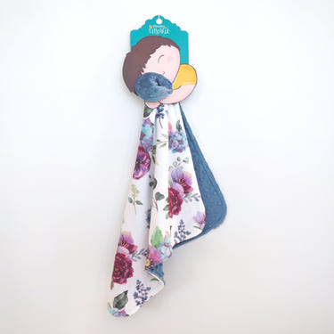Mini Minky Blanket in Blue Floral design, perfect for babies and cozy comfort.