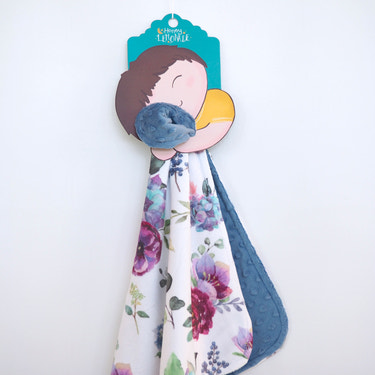 Mini Minky Blanket Blue Floral - MOOGCO Baby