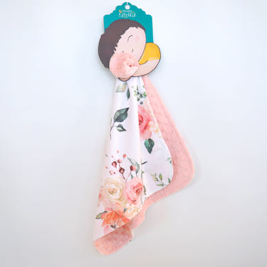 Mini Minky Blanket in Peach Floral design, perfect for babies and nurseries. Soft, cozy, and stylish.