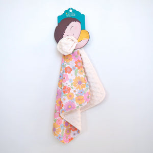 Mini Minky Blanket in Retro Floral design for cozy baby bedding and sleep.
