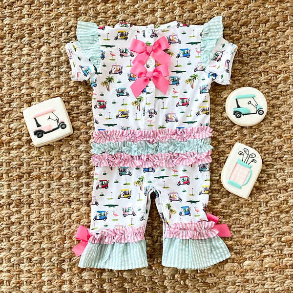 The Palms Girls Golf Romper - MOOGCO Baby