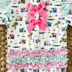 The Palms Girls Golf Romper - MOOGCO Baby
