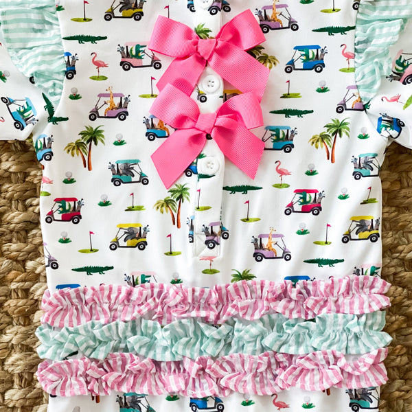 The Palms Girls Golf Romper - MOOGCO Baby