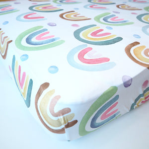 Blue Rainbow Fitted Crib Sheet