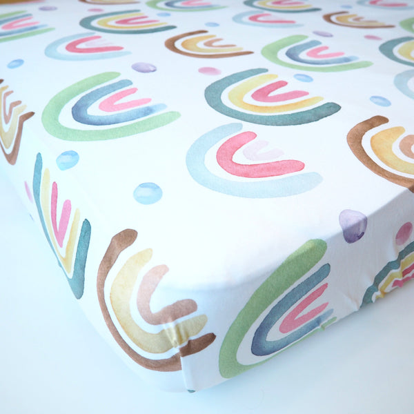 Blue Rainbow Fitted Crib Sheet