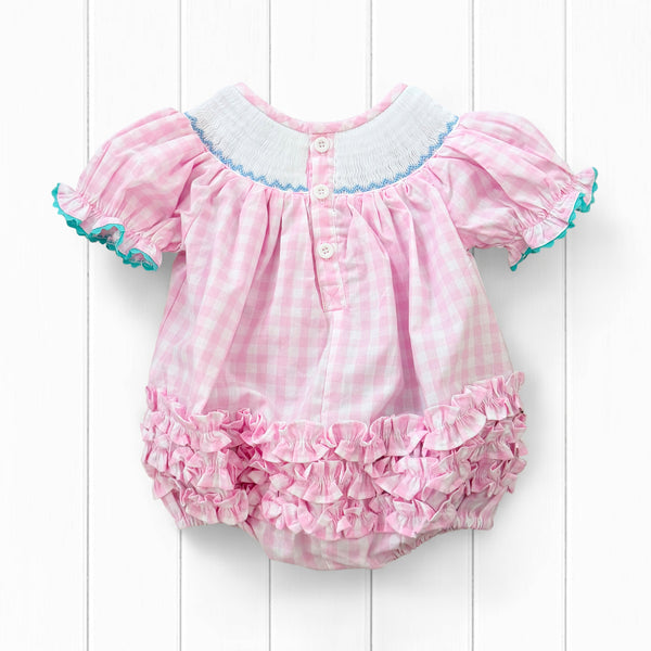Smocked Pink Bunny Bubble