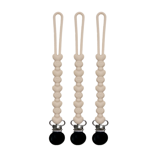 Love You More Pacifier & Teether Clip in angle view, perfect for keeping pacifiers close and stylish for your baby.