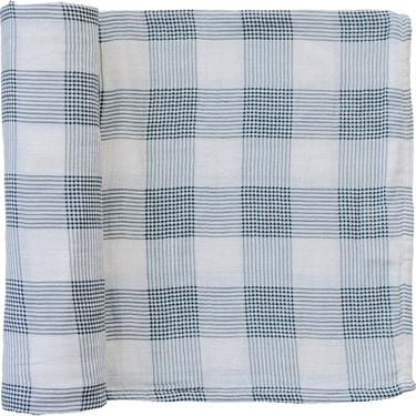 Coastal Plaid Muslin Swaddle Blanket - MOOGCO Baby