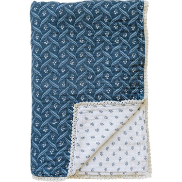 Navy Berry + Cream Berry Lace Twin Muslin Quilt - MOOGCO Baby