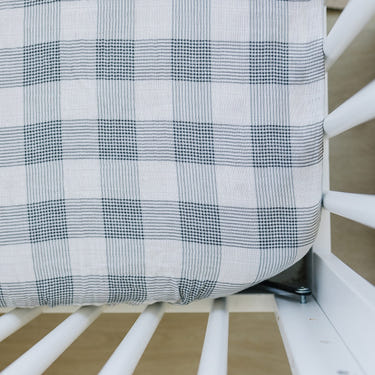 Coastal Plaid Muslin Crib Sheet - MOOGCO Baby