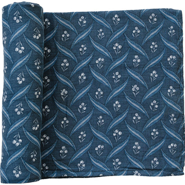 Navy Berry Muslin Swaddle Blanket - MOOGCO Baby