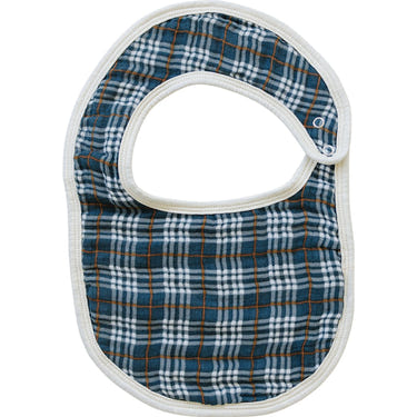 Navy Plaid Classic Muslin Bib - MOOGCO Baby