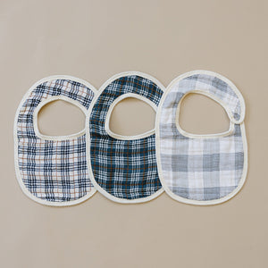 Navy Plaid Classic Muslin Bib