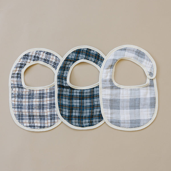 Coastal Plaid Classic Muslin Bib - MOOGCO Baby