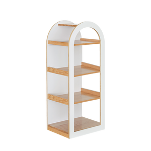 Arched Shelf (White + Natural) – 4-Tier Open Storage
